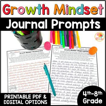 Daily Growth Mindset Journal Prompts Bundle Journal Prompts 4th Grade - Journal Prompts 4th Grade