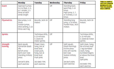 daily high jump training schedule