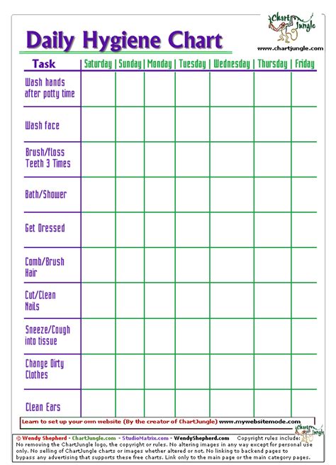 Daily Hygiene Chart Easy To Print Twinkl Teacher Hygiene Worksheet For Kids - Hygiene Worksheet For Kids