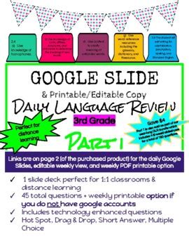 Daily Language Review Google Slides 3rd Grade Part 3rd Grade Dlr - 3rd Grade Dlr