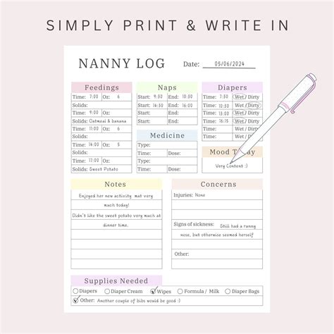 daily log for nanny