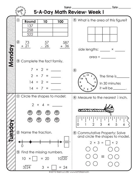 Daily Math Review Worksheets 3rd Grade