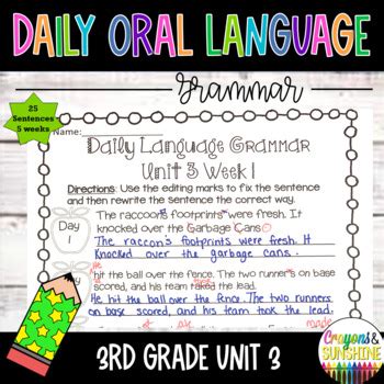 Daily Oral Language Dol 3rd Grade Grammar Practice 3rd Grade Dol - 3rd Grade Dol