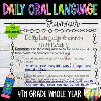 Daily Oral Language Dol Bundle 4th Grade Grammar 4th Grade Daily Oral Language - 4th Grade Daily Oral Language