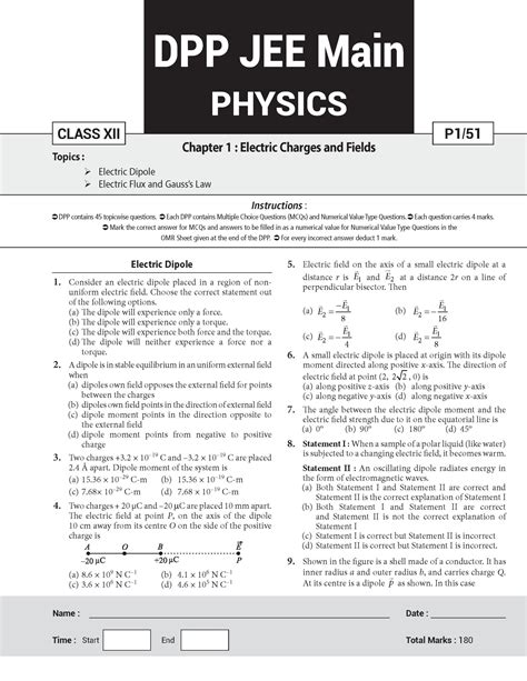 Daily Practice Paper Fiitjee Physics