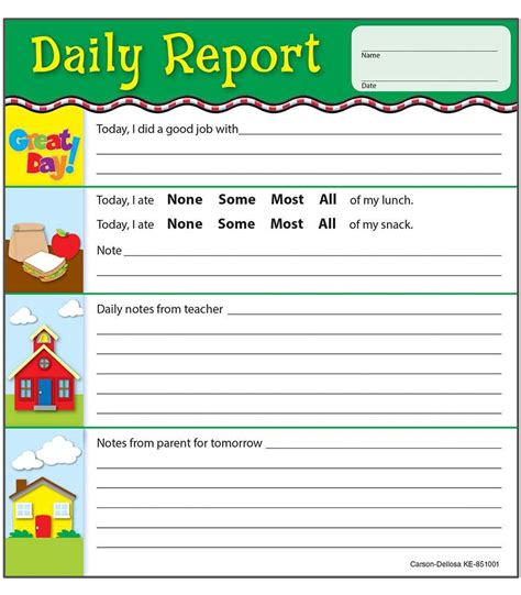 Daily Report Sheets For Preschool Templates At Preschool Daily Sheet - Preschool Daily Sheet