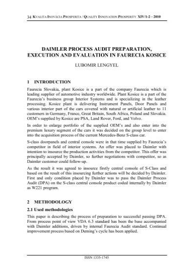 Daimler Process Audit Preparation Execution And Evaluation