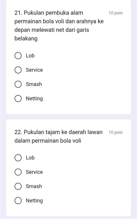 DALAM PERMAINAN BOLA VOLI PUKULAN YANG - 14 Doni merupakan seorang atlet bola voli