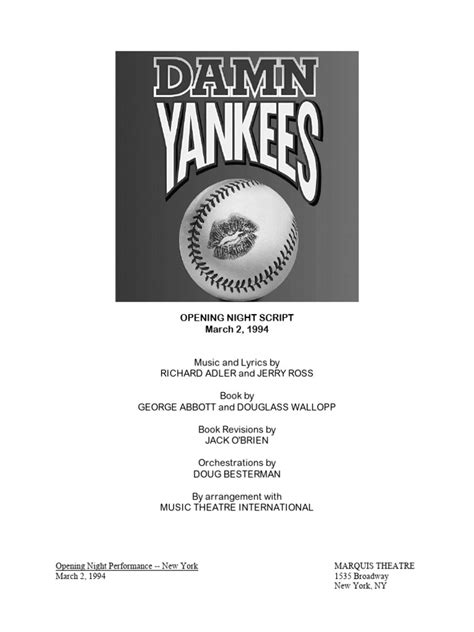 Damn Yankees Revival Script