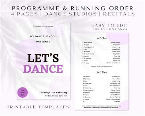 dance concert program template
