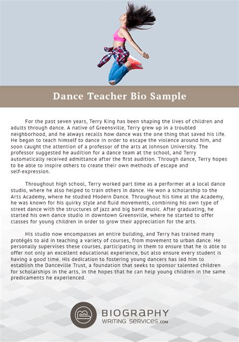 dance instructor biography examples