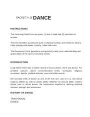 Dance Packet 15 Dance Instructions This Learning Packet Physical Education 15 Crossword Answer Key - Physical Education 15 Crossword Answer Key