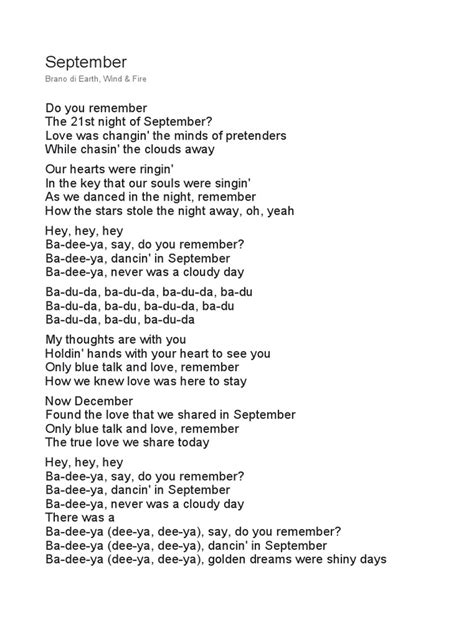 Dancing In September Lyrics
