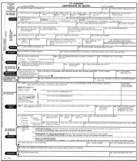 daniel death certificate form