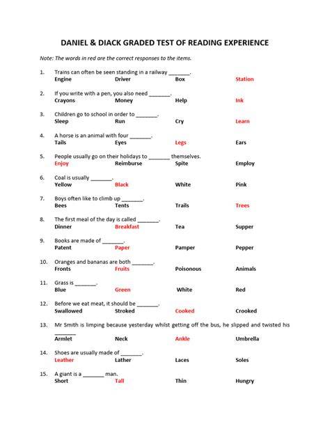 daniels and diack comprehension test