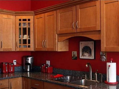 Dark Red Painted Kitchen Cabinets