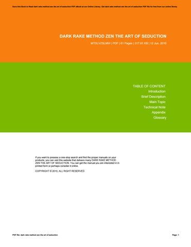 Full Download Dark Rake Method Zen The Art Of Seduction 