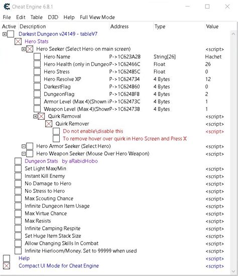 darkest dungeon cheat engine table
