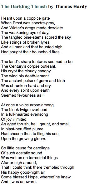 Darkling Thrush Poem Summary