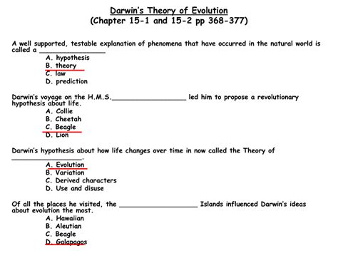 Read Darwins Theory Of Evolution Test Answers 