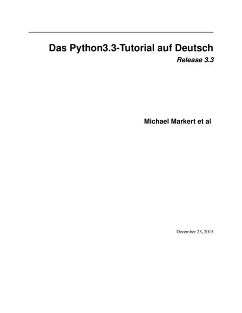 Read Das Python3 3 Tutorial Auf Deutsch 