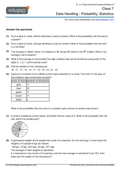 Data Amp Probability Grade 8 Math Fl B Probability Worksheets 8th Grade - Probability Worksheets 8th Grade