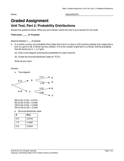 data analysis and probability unit test