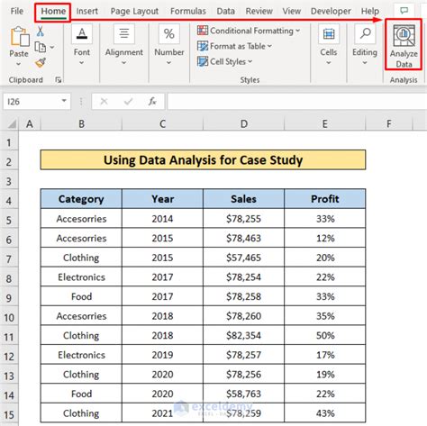 Data Analysis Using Excel Case Study