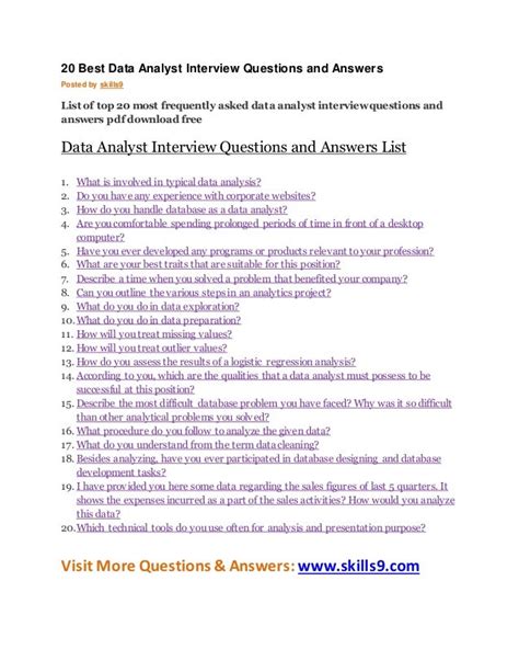 data analyst interview questions and answers