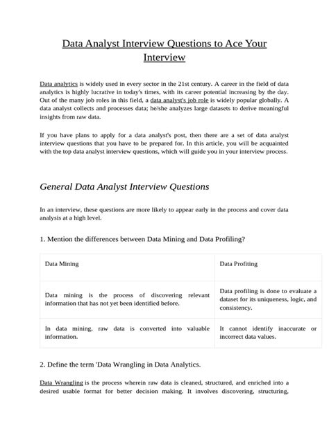 data analyst technical interview questions