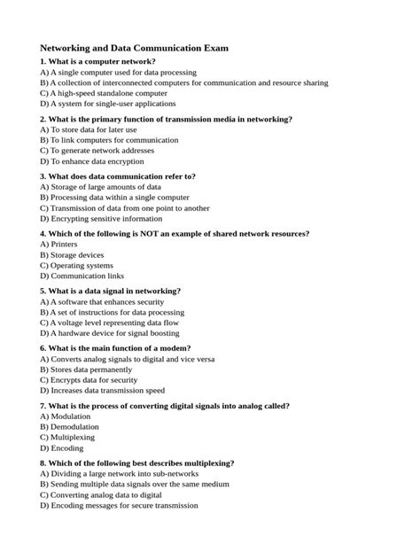 Data Communication And Networking Exam Questions And Answers
