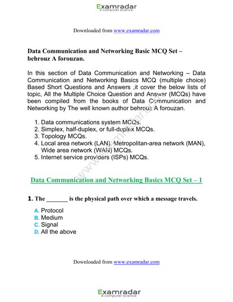 Data Communication And Networking Mcqs