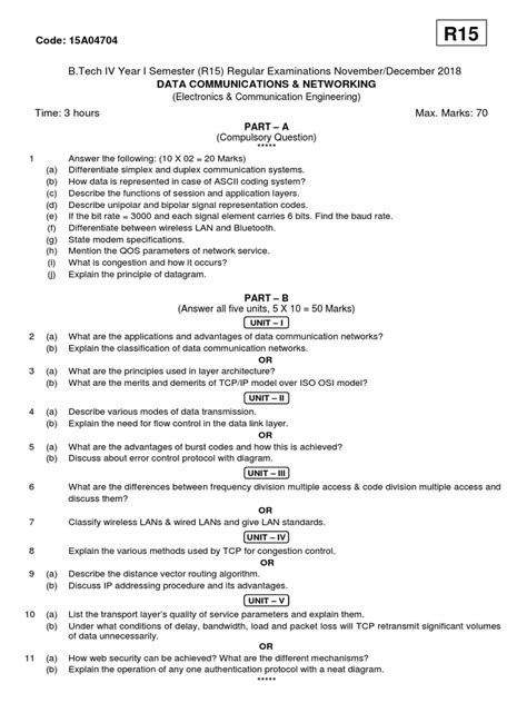 Data Communication And Networking Question Paper