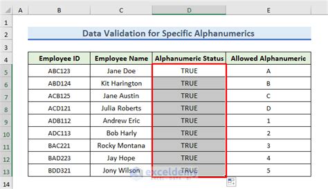 Data Entry Alphanumeric