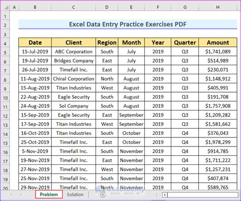 Data For Excel Practice