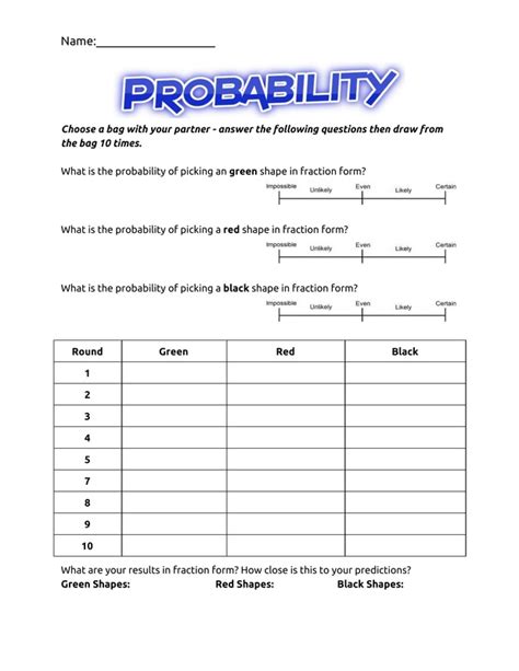 Data Graphs And Probability Fourth Grade Math Worksheets Probability 4th Grade Worksheets - Probability 4th Grade Worksheets