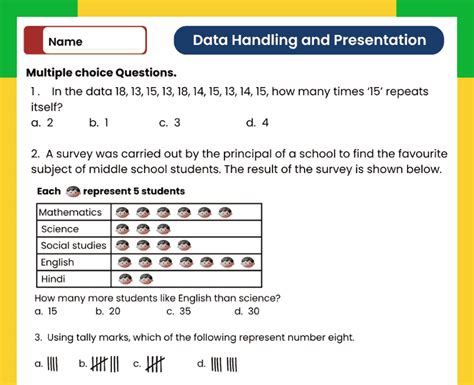 Data Handling Class 6 Worksheet