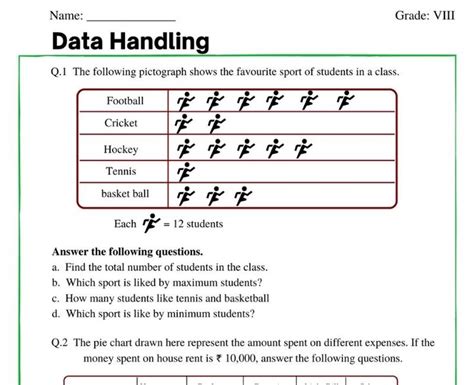 Data Handling Class 8 Worksheets