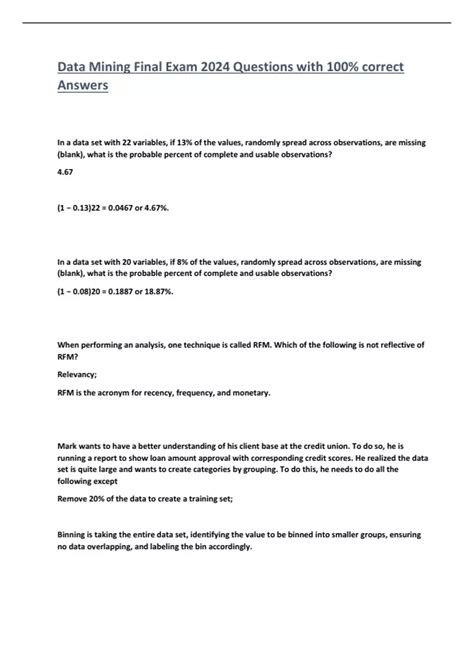 data mining exam questions and answers download