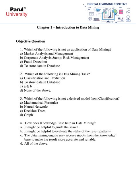 Data Mining Objective Questions And Answers