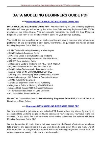 Data Modeling A Beginners Guide