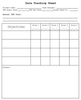 Data Sheet For Tracking Iep Goals Template