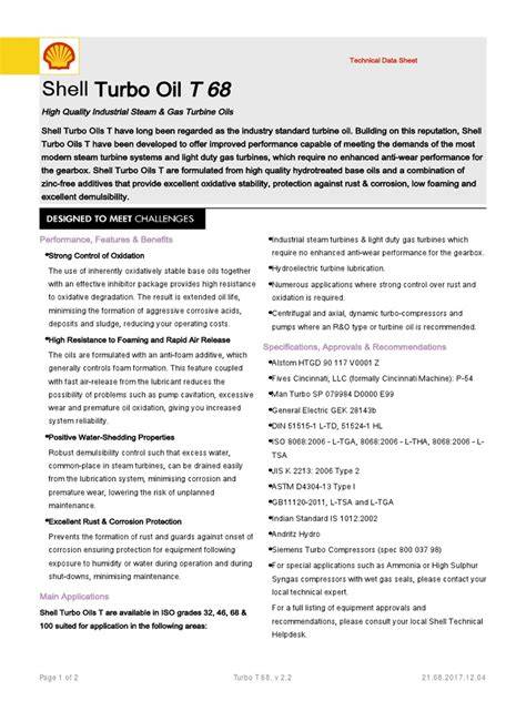 data sheet t68 oil