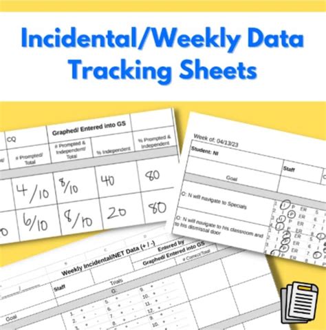 data sheets for incidental teaching