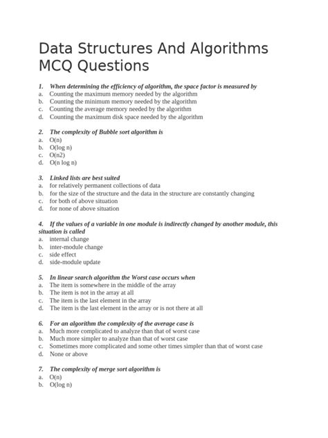 Data Structures And Algorithms Questions With Answers