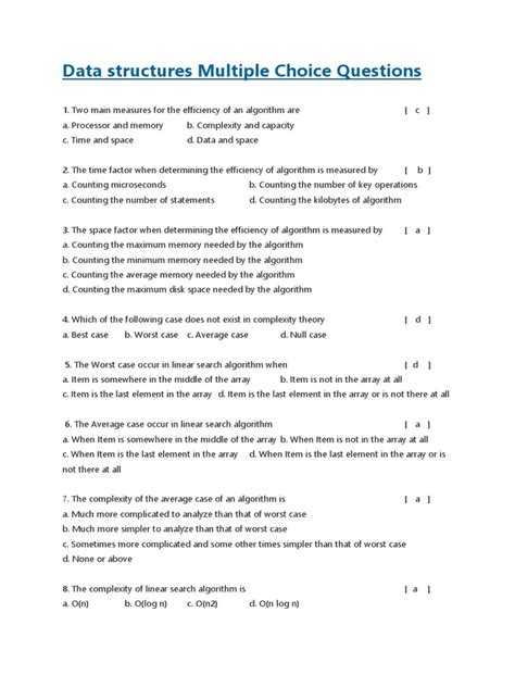 Data Structures Multiple Choice Questions With Answers