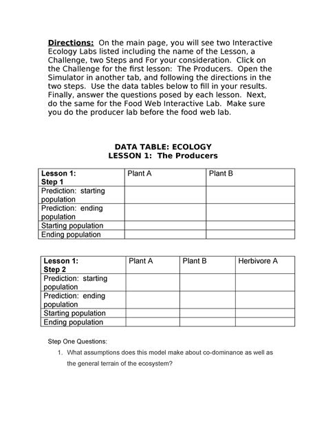 Data Tables Ecology Annenberg Learner