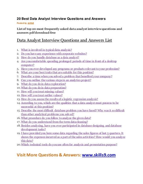 Download Data Analysis Interview Questions And Answers 