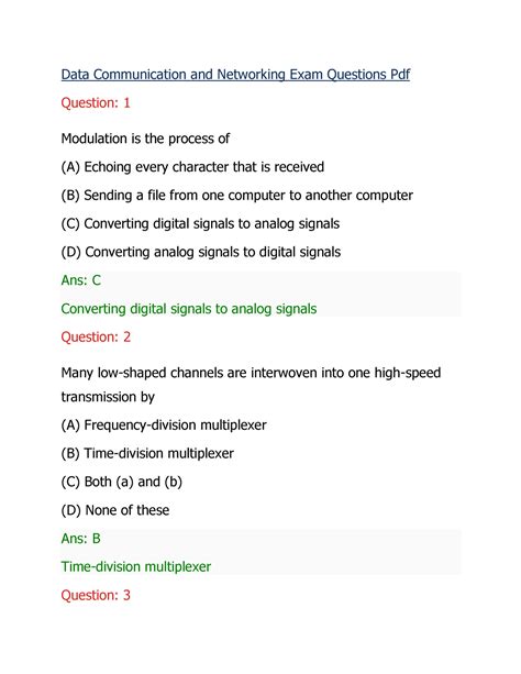 Full Download Data Communication And Networking Exam Questions And Answers 