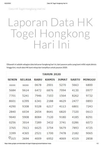 DATA HK 2019 2020 - Data HK: Togel Hongkong Hari Ini Keluaran HK Pengeluaran HK 2024